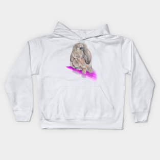 Gorgeous painting of a French lop bunny! Kids Hoodie